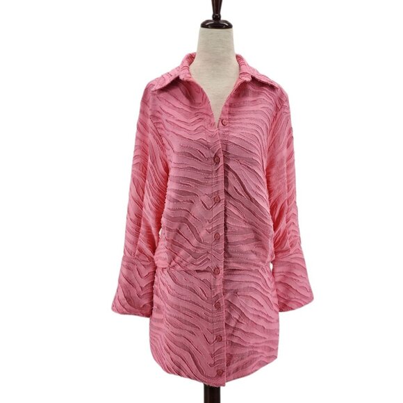 The Attico Womens 2/4 Dress Pink Silvye Zebra Print Fil Coupe Minidress Shirt - Picture 10 of 10